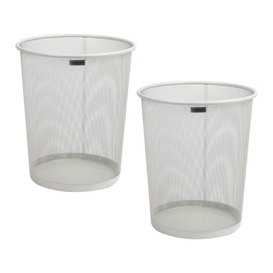 Mind Reader 2 Piece Garbage Round Metal Mesh Waste Basket Recycling Bin